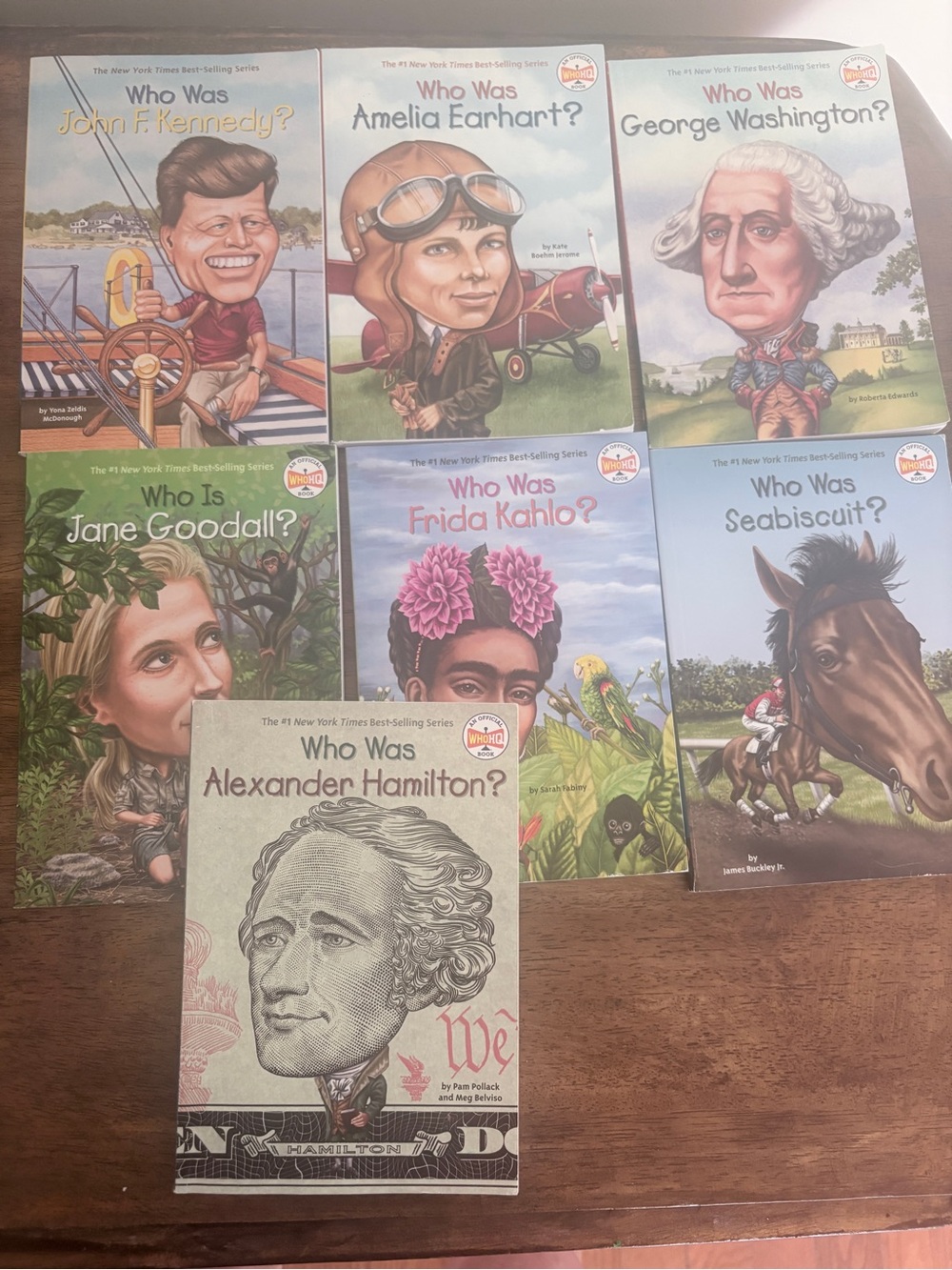 Who Was / Who Is Book Lot 7 Kids Biography Set Hamilton JFK Earhart Washington +